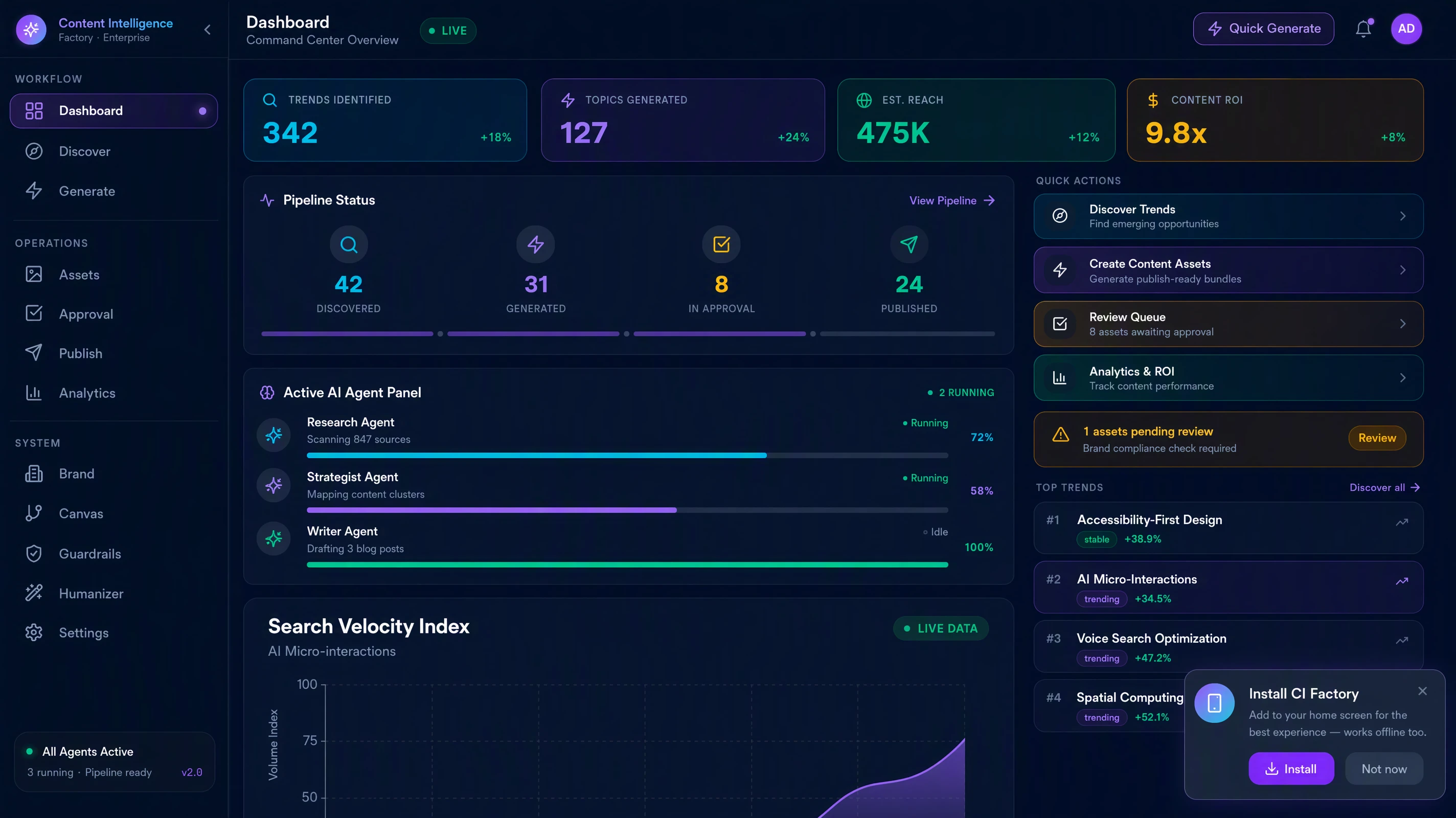 Content Factory automation workspace preview